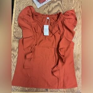 Women's Ruffled Orange Top